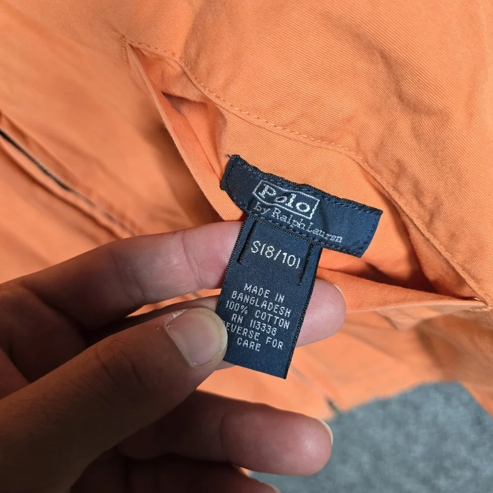 VTG Polo‎ Ralph Lauren Jacket Boys Small Reversible Full Zip Hooded Blue Orange